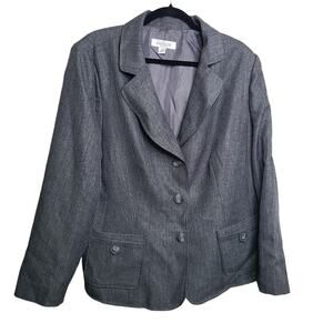 Danillo Woman Plus Size 18W Gray Blazer Jacket 3 Button Lined Front Pockets Work